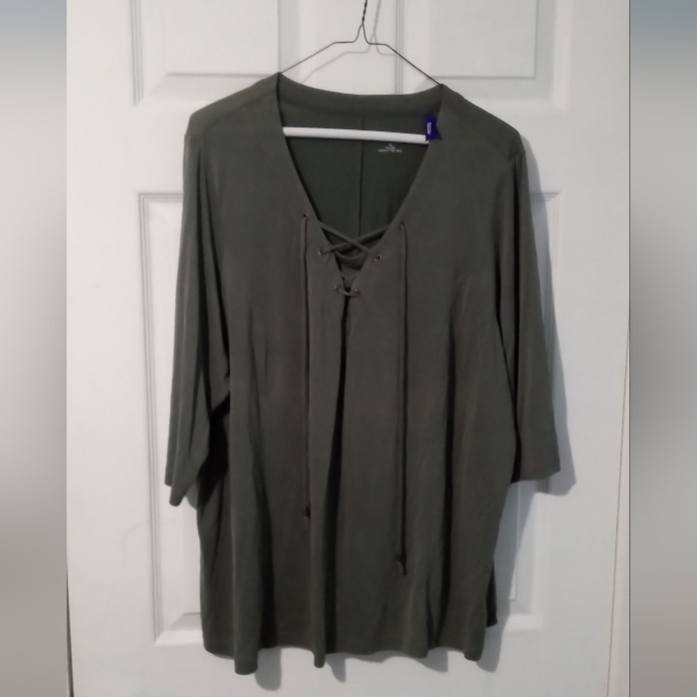 Catherines Olive Lace-Up Blouse